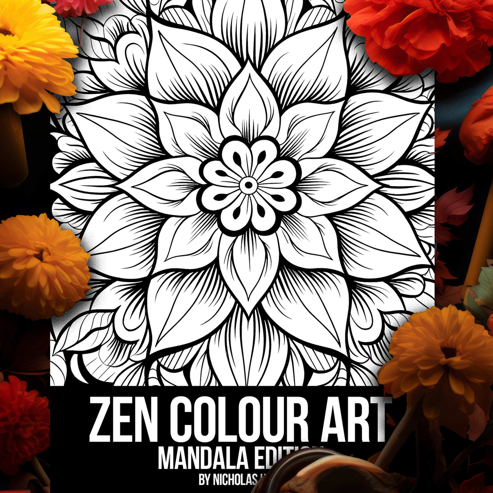 Warm, softly lit still life of an adult colouring book, pencils and tea in a cozy Barrie home — cover image for the mindfulness article "Colouring as Medit